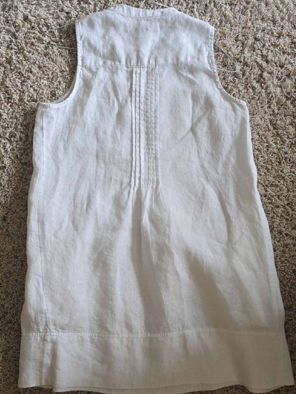 Quince White Linen Sleeveless Pintuck Button Front Mini Dress - Picture 2 of 2